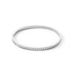 Coeur De Lion Bracelet Jonc Cœur De Lion En Acier Et Cristaux