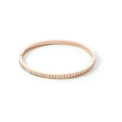 Coeur De Lion Bracelet Jonc Cœur De Lion En Métal Doré Rose Et Cristaux