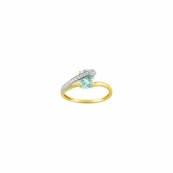 Robbez Masson Bague En Or Jaune, Rhodium, Aigue-marine Et Oxydes De Zirconium