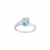 Robbez Masson Bague En Or Blanc, Oxydes De Zirconium Et Topaze Bleue