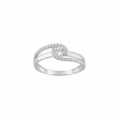 Robbez Masson Bague En Or Blanc Et Oxydes De Zirconium