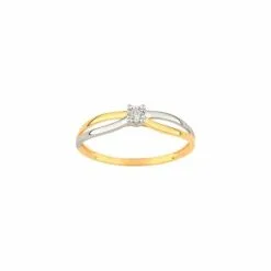 Robbez Masson Bague En Or Jaune, Rhodium Et Diamant 0.022ct