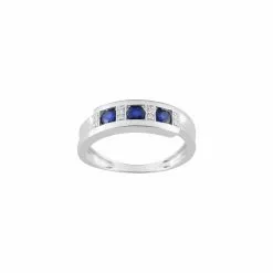 Robbez Masson Bague En Or Blanc, Saphirs Et Oxydes De Zirconium