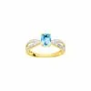 Robbez Masson Bague En Or Jaune, Topaze Bleue Et Oxyde De Zirconium