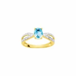 Robbez Masson Bague En Or Jaune, Topaze Bleue Et Oxyde De Zirconium