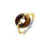 Bague Ti Sento En Argent Plaqué Or Jaune Et œil De Tigre, Taille 56