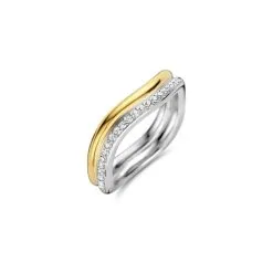Bague Ti Sento En Argent Doré Et Oxydes De Zirconium
