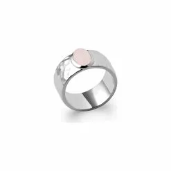 La Coque De Nacre Bague En Argent Rhodié Et Quartz Rose