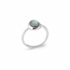 La Coque De Nacre Bague En Argent Rhodié Et Labradorite