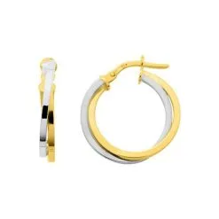 Robbez Masson Boucles D'oreilles Créoles En Plaqué Or Bicolore