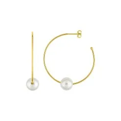 Robbez Masson Boucles D'oreilles Créoles En Plaqué Or Et Perles D'imitation