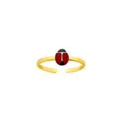 Robbez Masson Bague Ajustable Coccinelle En Plaqué Or Et Laque