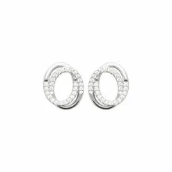 La Coque De Nacre Boucles D'oreilles En Argent Rhodié Et Oxydes De Zirconium