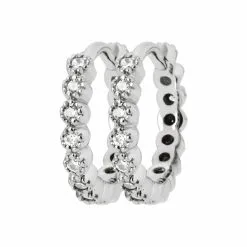 La Coque De Nacre Boucles D'oreilles Créoles En Argent Rhodié Et Oxydes De Zirconium