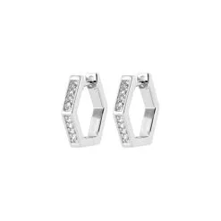 La Coque De Nacre Boucles D'oreilles Créoles En Argent Rhodié Et Oxydes De Zirconium