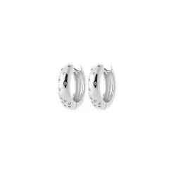 La Coque De Nacre Boucles D'oreilles Créoles En Argent Rhodié Et Oxyde De Zirconium