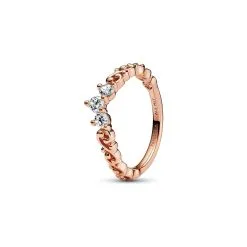 Bague Pandora Tiare Volute Royale En Métal Doré Rose, Taille 52