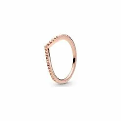 Bague Pandora Wish Chevron Perlée En Métal Doré Rose, Taille 50