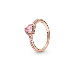Bague Pandora Cœur En Métal Doré Rose, Taille 56