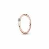 Bague Pandora Colours Solitaire Bleue Claire En Métal Doré Rose Et Cristal, Taille 54