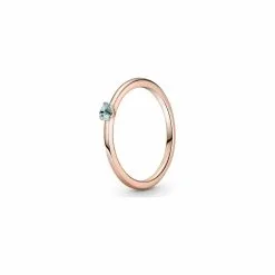 Bague Pandora Colours Solitaire Bleue Claire En Métal Doré Rose Et Cristal, Taille 54