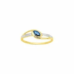 Robbez Masson Bague En Or Jaune, Rhodium Et Saphir