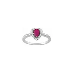 Robbez Masson Bague En Or Blanc, Diamants Et Rubis 0.44ct