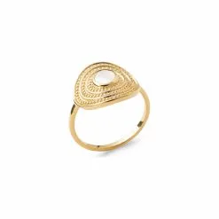 La Coque De Nacre Bague En Plaqué Or Et Oxydes De Zirconium