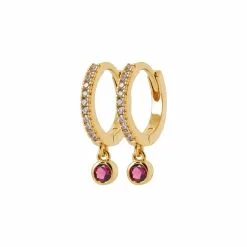 La Coque De Nacre Boucles D'oreilles Créoles En Plaqué Or, Oxydes De Zirconium Et Pierre Synthétique