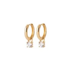 La Coque De Nacre Boucles D'oreilles Créoles En Plaqué Or Et Oxydes De Zirconium