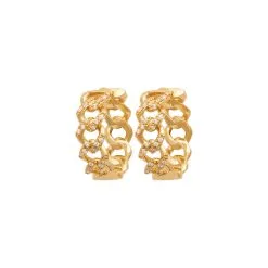 La Coque De Nacre Boucles D'oreilles Créoles En Plaqué Or Et Oxydes De Zirconium