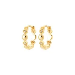 La Coque De Nacre Boucles D'oreilles Créoles En Plaqué Or Et Oxydes De Zirconium