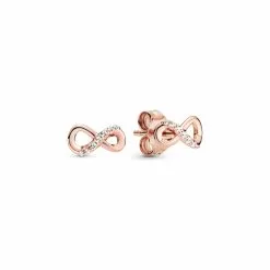 Boucles D'oreilles Clous Pandora Passions Infini Scintillant En Metal Doré Rose Et Oxyde De Zirconium