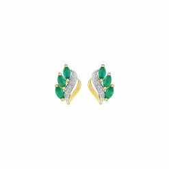 Robbez Masson Boucles D'oreilles En Or Jaune, Rhodium, Et émeraudes