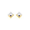 Robbez Masson Boucles D'oreilles Clous En Or Jaune, Rhodium Et Saphirs