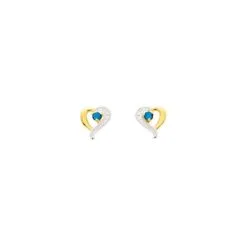 Robbez Masson Boucles D'oreilles Clous En Or Jaune, Rhodium Et Saphirs