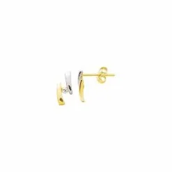 Robbez Masson Boucles D'oreilles En Or Jaune, Rhodium Et Oxydes De Zirconium