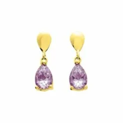 Robbez Masson Boucles D'oreilles En Or Jaune Et Améthystes