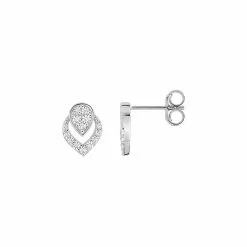 Robbez Masson Boucles D'oreilles Clous En Or Blanc Et Oxydes De Zirconium