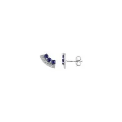 Robbez Masson Boucles D'oreilles En Or Blanc, Saphirs Et Oxydes De Zirconium