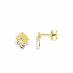Robbez Masson Boucles D'oreilles En Or Blanc, Or Jaune Et Oxydes De Zirconium