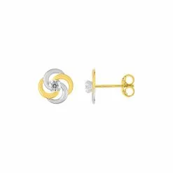 Robbez Masson Boucles D'oreilles En Or Jaune, Or Blanc Et Oxydes De Zirconium