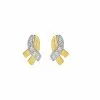 Robbez Masson Boucles D'oreilles En Or Jaune, Or Blanc Et Oxydes De Zirconium