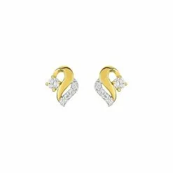 Robbez Masson Boucles D'oreilles En Or Jaune, Or Blanc Et Oxydes De Zirconium