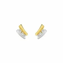 Robbez Masson Boucles D'oreilles En Or Jaune, Or Blanc Et Oxydes De Zirconium