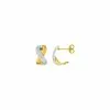 Robbez Masson Boucles D'oreilles Créoles En Or Jaune, Rhodium Et Diamants