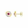 Robbez Masson Boucles D'oreilles En Or Jaune, Or Blanc, Rubis Et Oxydes De Zirconium