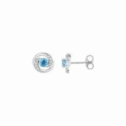 Robbez Masson Boucles D'oreilles En Or Blanc, Topazes Bleues Et Oxydes De Zirconium