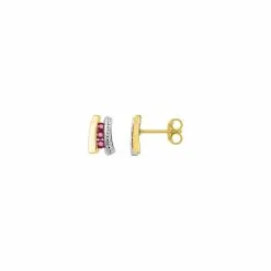 Robbez Masson Boucles D'oreilles En Or Blanc, Or Jaune Et Rubis