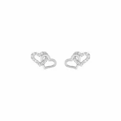 Robbez Masson Boucles D'oreilles Cœurs En Or Blanc Et Oxydes De Zirconium